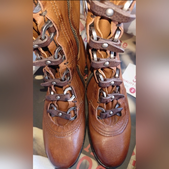 ‼️Rare‼️A.S.98 "Bardo" Brown Lace Up Boots Italian Leather with Metal Eyelets - Picture 5 of 12